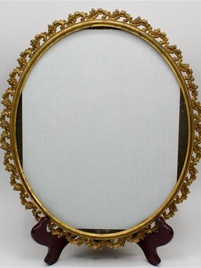 Vintage Ornate Brass Decorative Oval Frame